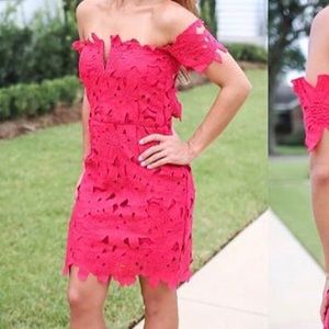Red lace dress